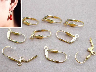 #ad 100 1000PC Lever Back Earring Findings 18K GOLD Rectangle Plated French Ear Clip $6.99