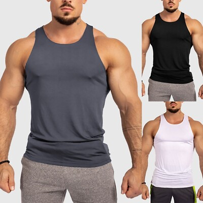 #ad Compression Vest Gym Slim Mens Sports Quick Dry Sleeveless T Shirt Tank Top Tees $16.21