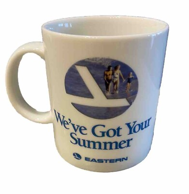 #ad Vintage Eastern Airlines Coffee Mug “We’ve Got Your Summer” Beach Family Blue $24.99
