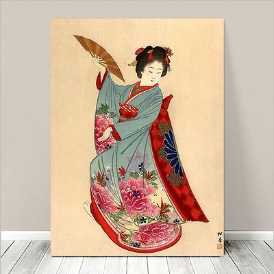 #ad Beautiful Japanese GEISHA Art CANVAS PRINT 8x10quot; Dancer with Fan AU $10.79