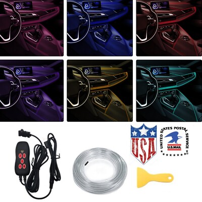 #ad 4m Car RGB LED Interior Neon EL Wire String Strip Atmosphere Lights Seat Ambient $15.99