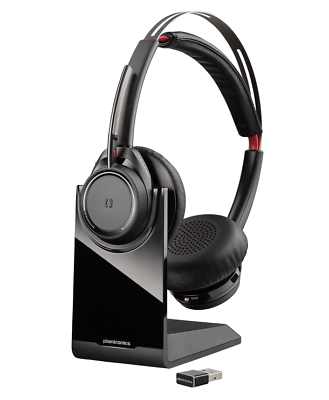 #ad Voyager B825 Focus UC Wireless Headset w Active NoiceCancelling amp; Charging Stand $74.99