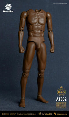 #ad 1 6 Male Muscle Black Skin Fitness Body Model Collectible 12quot; Action Figure Doll $51.99