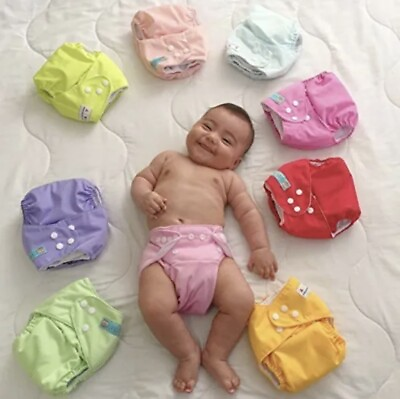#ad ALVABABY Baby Cloth Diapers Adjustable Washable 6 Pack with 12 Inserts 6BM98 $30.00