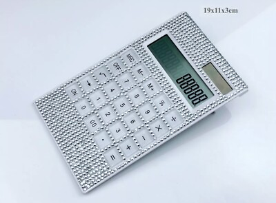 #ad blingustyle Bling Silver Crystal Diamante 12 Digit Dual Power Calculator NEW $14.95