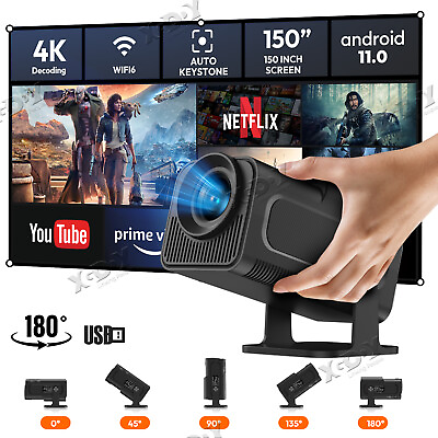 #ad XGODY UHD 4K Projector Android 10000 Lumen 5G WiFi Bluetooth Smart Home Theater $99.99