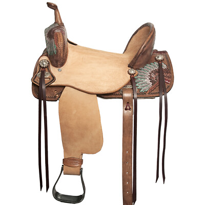 #ad 51HS Hilason Western Horse Barrel Flex Trail Saddle American Leather Brown $579.95