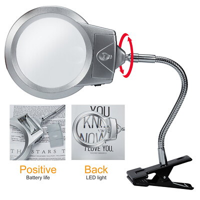 #ad LED Lighting Adjustable Magnifier with Stand Clip on desk light Hose magnifier $12.49