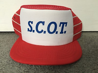 #ad Vintage Retro Mesh Snapback Hat Cap YR Red amp; White S.C.O.T SCOT Free Shipping $11.58