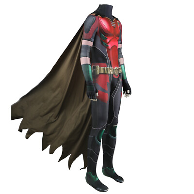 #ad Robin Jumpsuit Nightwing Bodysuit Cosplay Costume Superhero Suit Cape Halloween $25.79