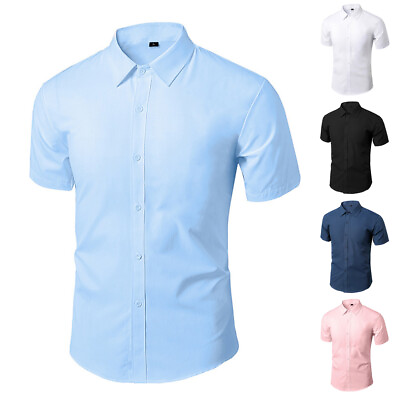 #ad ✿Mens Short Sleeve Shirts Casual Formal Slim Fit Shirt Top XXS XXL $12.40