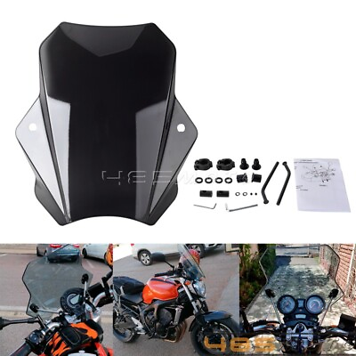 #ad Universal 7 8#x27;#x27; 22MM Handlebar Motorcycle Windshield Windscreen For Harley Honda $77.05