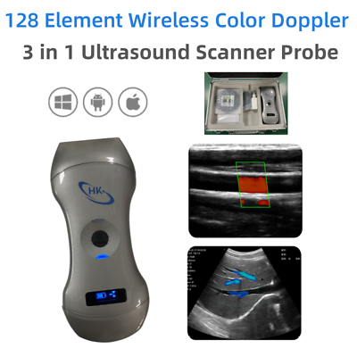 #ad 3 in 1 Probe 128 Elements Wireless Color Doppler Ultrasound Probe Convex Linear $2050.00