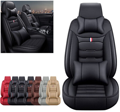 #ad For Cadillac Car Seat Covers 5 Seat Front Rear Full Set PU Leather Cushion Pad $59.90