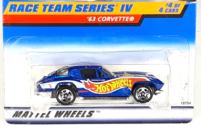 #ad Hot Wheels Blue #x27;63 Chevy Corvette Split Window 1998 Race Team Series IV #4 4 $9.99