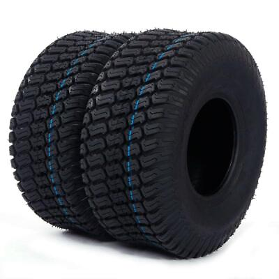 #ad 2pcs 15x6.00 6 Turf Tires Lawn Mower Tractor 4 Ply Rated Tubeless Black Rubber $47.36