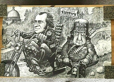 #ad Richard Nixon Watergate Poster Agnew Captain America Easy Rider Fessenden 1970s $44.40