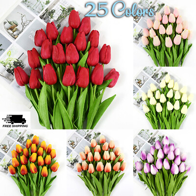 #ad #ad 35cm Artificial Tulip Bouquet Wedding Party Home Decor Fake Flowers Real Touch $7.55