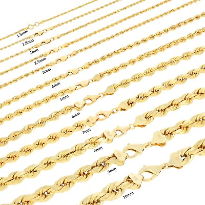 #ad 10K Yellow Gold 1.5mm 10mm Rope Chain D C Necklace Bracelet Mens Women 7quot; 30quot; $103.88