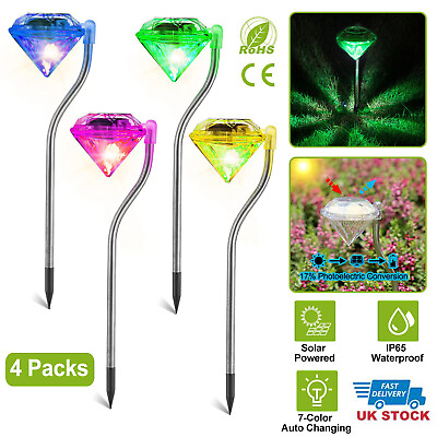 #ad 4 x Diamond LED Solar Light Color Changing Waterproof Garden Lawn Lamp Outdoor $19.00
