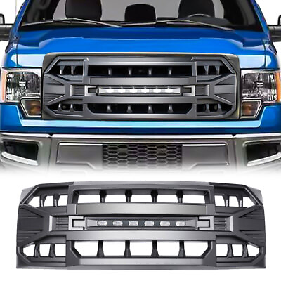Matte Black Front Armor Grille w Off Road Lights For Ford F150 2009 2014 ABS $165.00