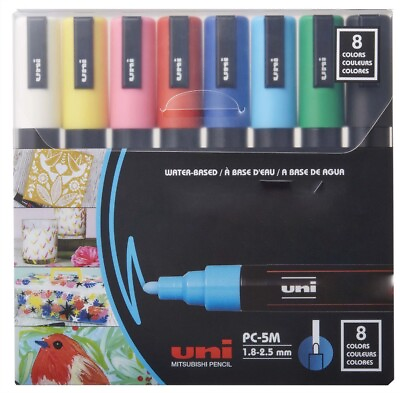 #ad 8 Color Markers 5M Medium Markers with Reversible TipsMarker Set $19.97