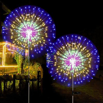 #ad 150 LED Solar Firework Lights Outdoor Waterproof Path Lawn Garden Decor Lamp $8.89