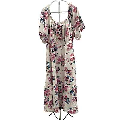 #ad Bloomchic Women#x27;s White Floral Maxi Dress Size 18 20 2X #1665 $22.00
