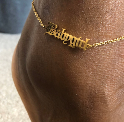 #ad #ad Custom Name Old English Anklet Font Style Beach Jewelry Gift Friends Family Gold $16.89