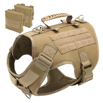 #ad Military Tactical Dog Harness amp; Side Bags Pouches No Pull Padded Training Vest $35.99