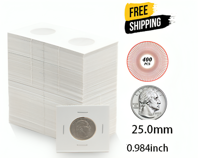 #ad 400 Quarter 2x2 Premium Quarter Paper Coin Holders 25Cent Cardboard Flip Storage $20.49