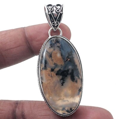 #ad Dendrite Opal Vintage Style Pendant Gift 925 Silver Plated Jewellery 2.2quot;M11283 $5.99