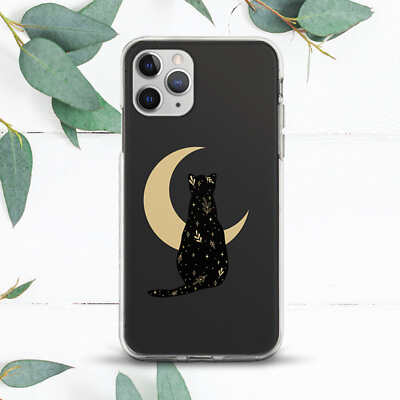 #ad Moon Celestial Black Cat Cute Case For iPhone 7 8 X SE 11 12 13 14 15 Pro Max XR $13.49