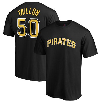 #ad Majestic Pittsburgh Pirates #50 Taillon SS Cotton T Shirt Men#x27;s S M XL Black $7.20