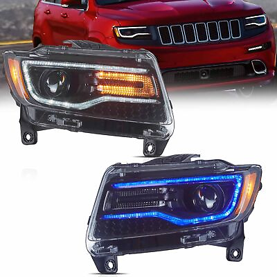 #ad VLAND Full LED Headlights For 2011 2013 Jeep Grand Cherokee W Blue Animation Set $329.99