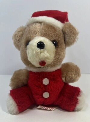 #ad Vintage Russ Berrie Co Chrismas Teddy Bear quot;Jollyquot; With Santa Hat 1978 Red Suit $11.99