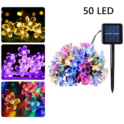 50 LED Solar Flower String Lights Outdoor Fairy Light Patio Garden Party Decor $9.99