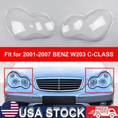 #ad Headlight Lens Shell Plastic Cover LeftRight Fits 2001 2007 Benz W203 C Class $52.61