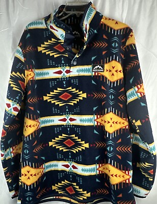 #ad Massive Outdoor Mens Aztec Fleece Long Sleeve 1 4 Snap Button Size L🔥🔥 $28.00