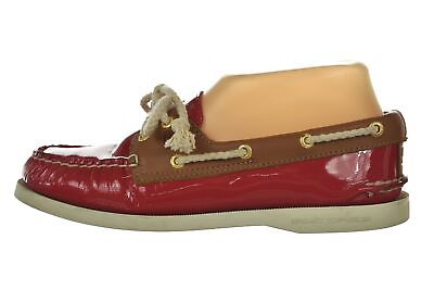 #ad Sperry Top Sider Womens Shoes Size 6.5 Red Brow Boat Patent Leather Loafers $29.99