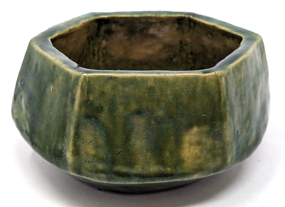 #ad Studio Art Pottery Green Glazed Hexagonal Planter Pot Bowl Vase Dish KB23 $59.99