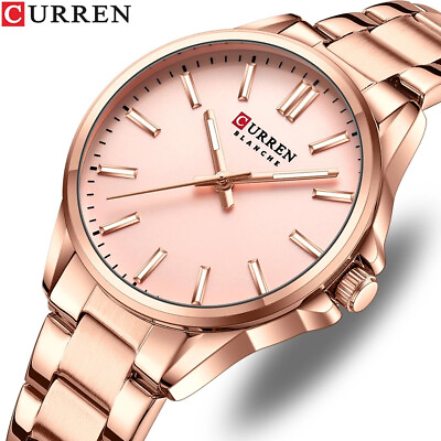 #ad CURREN Women Golden Watch Steel Strap Wristwatch Luminous Girls Sport Watches $18.47