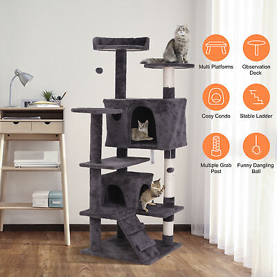 #ad Pet Kitty Furniture with Scratching Posts 55quot; Cat Tree Activity Tower Ladders $42.58