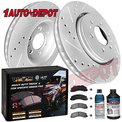 #ad Front Drilled Rotors and Brake Pads for 2010 2020 Ford F 150 Lincoln Navigator $169.99