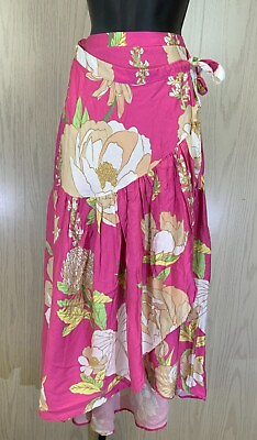 #ad Cynthia Rowley Wrap Ruffle Maxi Skirt Women#x27;s Size S Pink NEW MSRP $74.99 $19.96