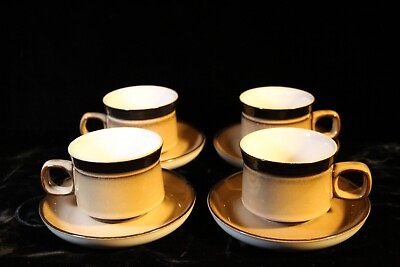 #ad 4 Sets Denby COUNTRY CUISINE Cup amp; Saucer Brown amp; Mocha England MINT 2 5 8 in $35.10
