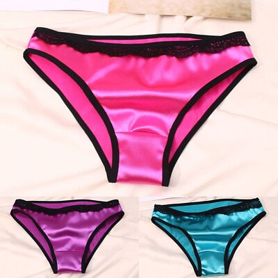 #ad Sexy Satin Knickers G String Thongs Lingerie Underwear Panties for Her $11.19