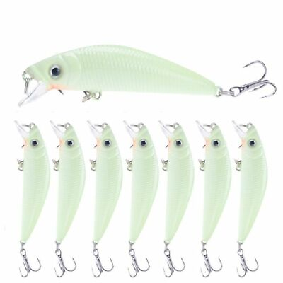 #ad Luminous Fishing Baits 7cm 8g 3D Night Minnow Lure With 6# Hooks Artificial Bait $7.99
