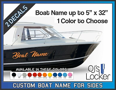 #ad Boat Side Name Custom Decals Stickers 5quot; x 32quot; 1 Color $35.88
