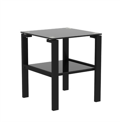 #ad #ad Modern Black Glass Side Table for Living Room Furniture $75.44